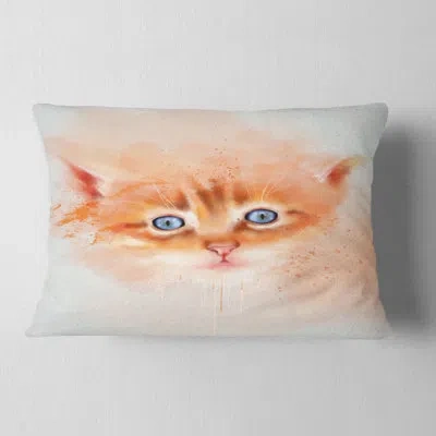 Design Art Cute Brown Cat Watercolor - Animal Printed Throw Pillow