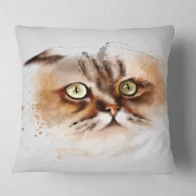 Design Art Cute Brown Cat Watercolor Sketch - Animal Printed Pillow