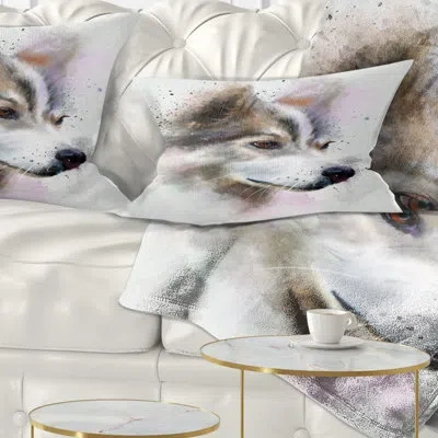 Design Art Cute Brown Dog Watercolor - Animal Printed Throw Pillow