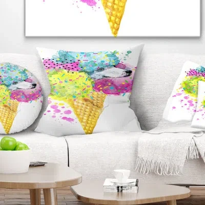 Design Art Cute Colorful Puppy Dog - Animal Printed Pillow In Pink;gold