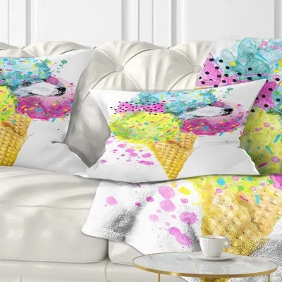 Design Art Cute Colorful Puppy Dog - Animal Printed Throw Pillow