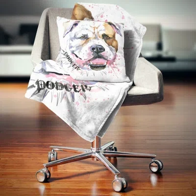 Design Art Cute Dog With Open Mouth - Animal Printed Pillow In Brown;white