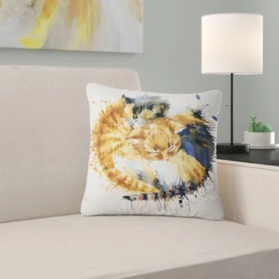 Design Art Cute Kitten Graphical - Animal Printed Pillow In Brown