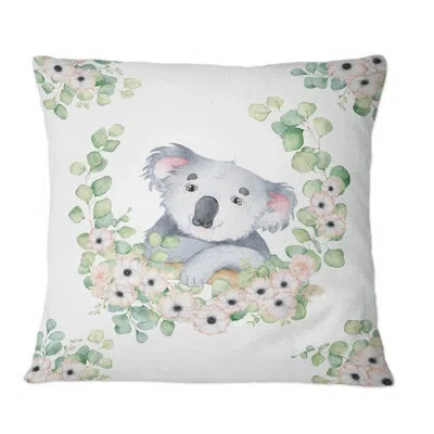 Design Art Cute Koala Bear Cartoon - Traditional Printed Throw Pillow In Gray;pink