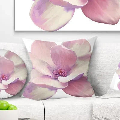 Design Art Cute Light Pink Magnolia Flower - Floral Printed Pillow