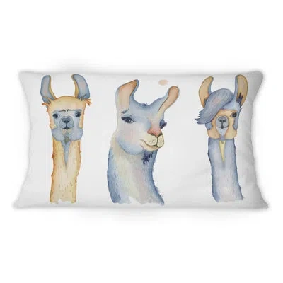 Design Art Cute Llama Cartoon Portrait Ii - Traditional Printed Throw Pillow 1