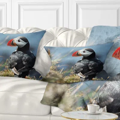 Design Art Cute Puffin Relaxing - Animal Printed Throw Pillow