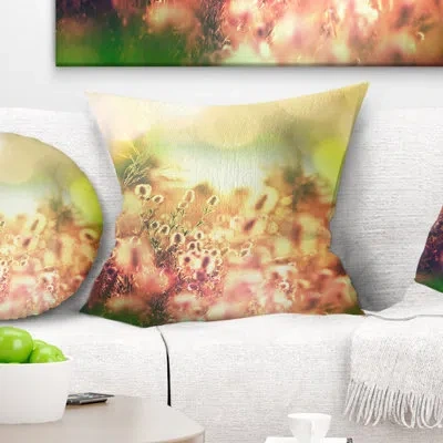 Design Art Cute Summer Flowers On Meadow - Floral Printed Pillow In Green