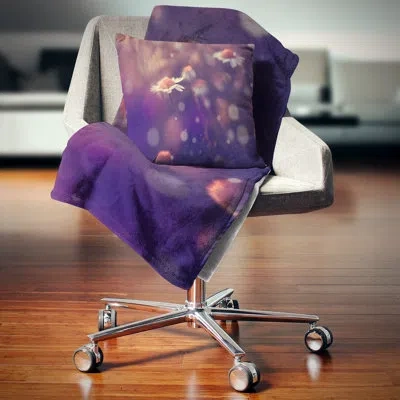 Design Art Cute Vintage Flower With Bokeh - Floral Printed Pillow In Purple