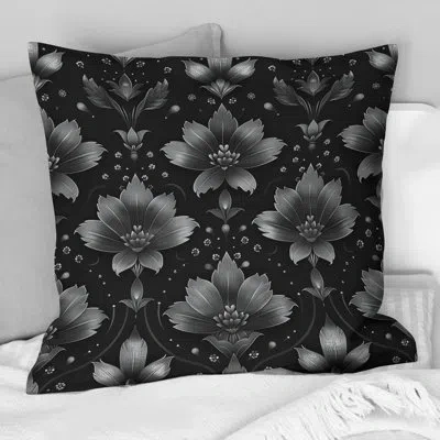Design Art Damask Floral Glamor Ii - Glam Throw Pillow In Black