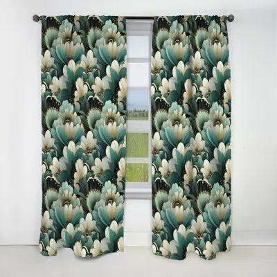 Design Art Damask Green Art Decor Pattern - Damask Curtain - Blackout Damask Curtain - 1 Panels In White