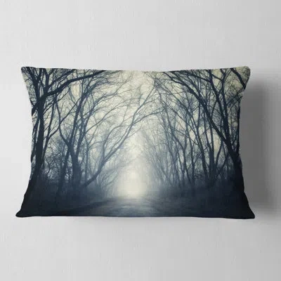 Design Art Dark Autumn Forest In Fog - Landscape Printed Throw Pillow