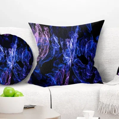 Design Art Dark Blue Fractal Desktop - Abstract Printed Throw Pillow