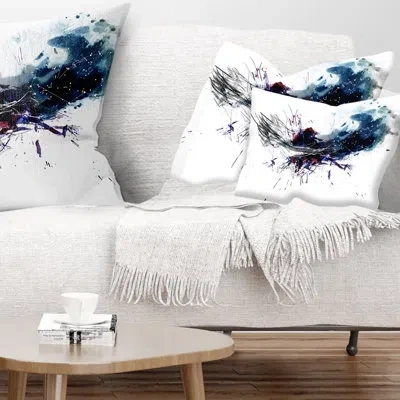 Design Art Dark Blue Multicolor Stain - Abstract Printed Throw Pillow