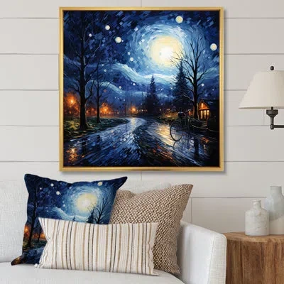 Design Art Dark Blue Sapphire Sojourn  - Bicycle Canvas Prints In Gold Floater Framed
