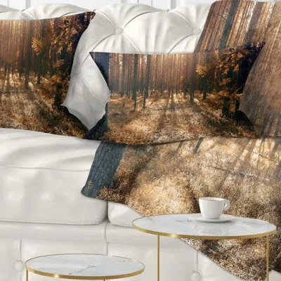 Design Art Dark First Snow Forest Photo - Forest Printed Throw Pillow