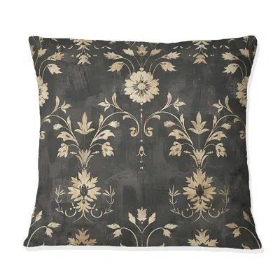 Design Art Dark Gray Farmhouse Charm Ii - Country Pillow In Black;beige