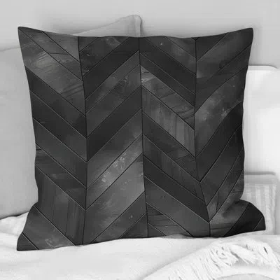 Design Art Dark Gray Herringbone Iii - Modern Throw Pillow