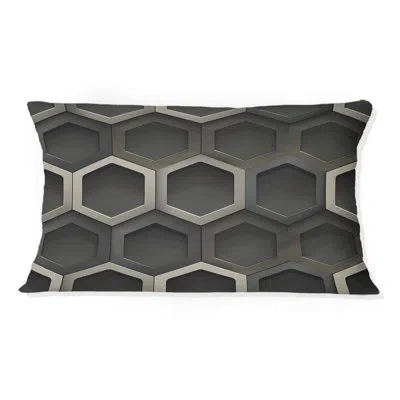 Design Art Dark Gray Hexagon - Modern Lumbar Pillow