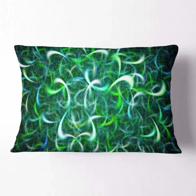 Design Art Dark Green Watercolor Fractal Art - Abstract Printed Throw Pillow
