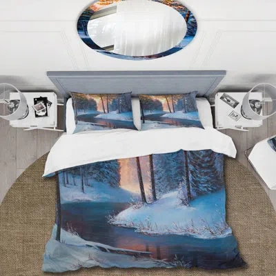 Design Art Dark Green/tan/white Microfiber Duvet Cover Set In Dark Green,tan,white