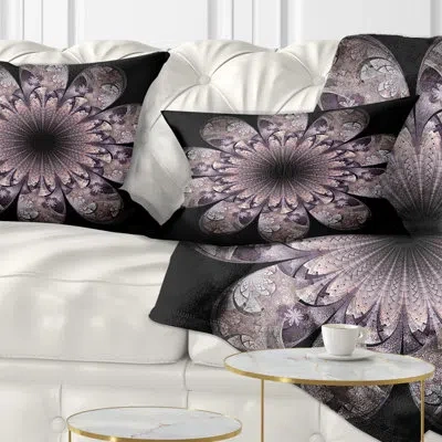 Design Art Dark Pink Digital Art Fractal Flower - Floral Printed Throw Pillow