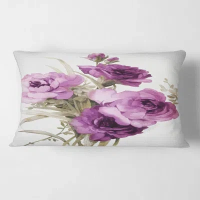 Design Art Dark Pink Roses - Traditional Printed Pillow
