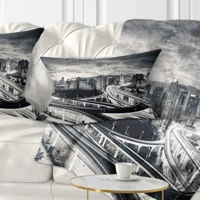 Design Art Dark Shanghai City - Cityscape Printed Throw Pillow