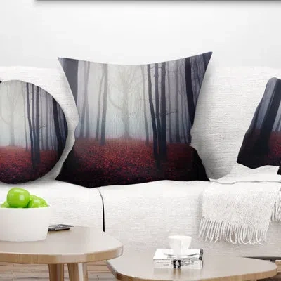 Design Art Dark Spooky Misty Forest - Forest Printed Pillow