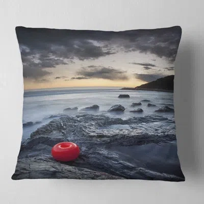 Design Art Dark Sunset At Livorno - Landscape Printed Pillow