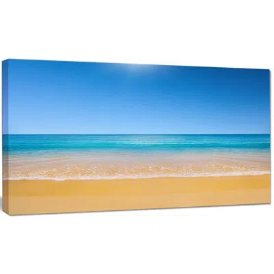 Design Art 'dark View Of Tropical Beach' Photographic Print On Wrapped Canvas In Blue