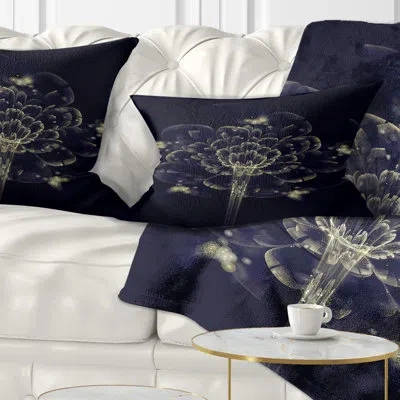 Design Art Dark Yellow Digital Art Fractal Flower - Floral Printed Throw Pillow