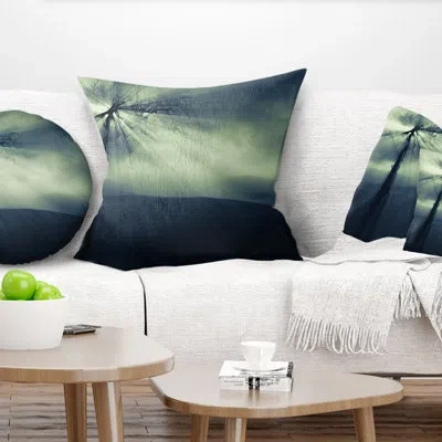 Design Art Dead Tree In The Mysterious Land - Sea & Shore Printed Pillow In Blue