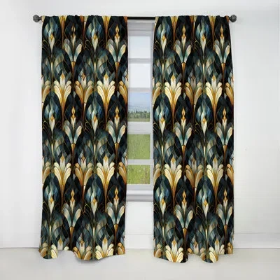 Design Art Deco Gold And Emerald Marble Opulence - Abstract Marble Marble Blackout Curtain - 1 Panels In Yellow;teal
