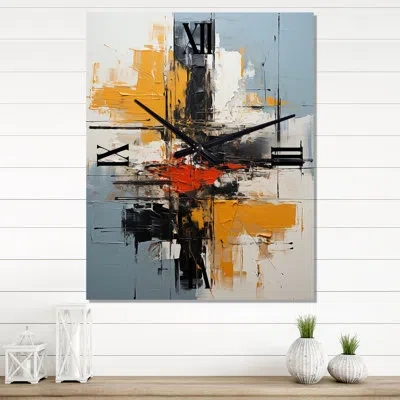 Design Art Deconstructed Colorfields Minimal Abstract I - Abstract Painting Wall Clocks In Blue;white