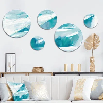 Design Art Deconstructed Iceberg I - Abstract Liquid Ink Metal Wall Décor In Blue;white
