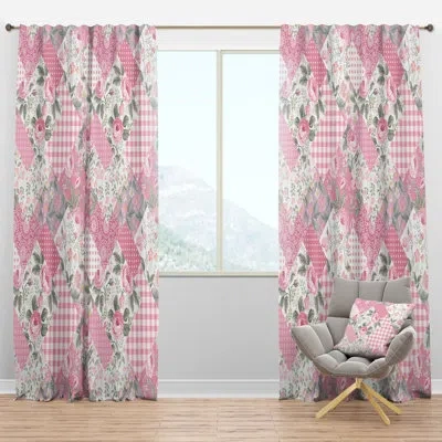 Design Art Decorative Patchwork Floral Pattern - Lake House Velvet Curtain - Room Darkening - 1 Panel