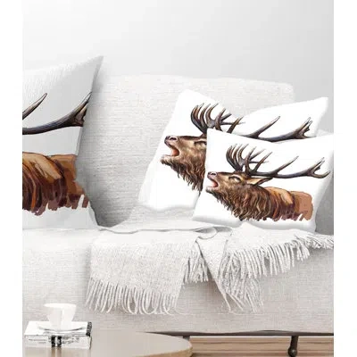 Design Art Deer Head Art - Animal Printed Throw Pillow