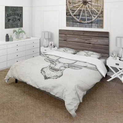 Design Art Deer Wild And Beautiful Ii Farmhouse Duvet Cover Set In Ivory