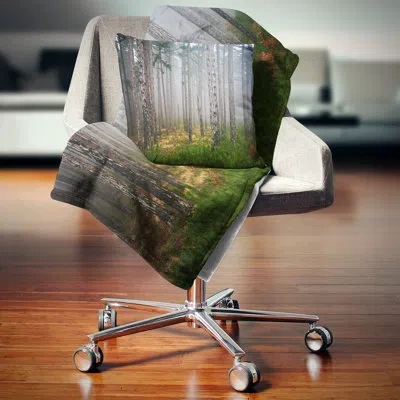 Design Art Dense Misty Forest - Landscape Printed Pillow