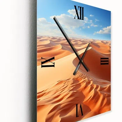 Design Art Desert Dunes Majesty Iv - Landscape & Nature Very Large Wall Clocks In Orange