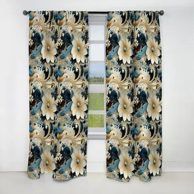 Design Art Desert Mirage Paisley Pattern Ii - Floral Curtain - Blackout Floral Curtain - 1 Panels In Blue;beige