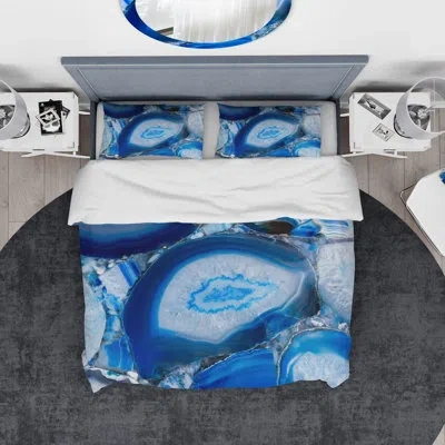 Design Art Designart Agate Geode Duvet Cover Set In Blue;white