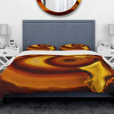 Design Art Designart Agate Geode Slice Macro Duvet Cover Set In Brown