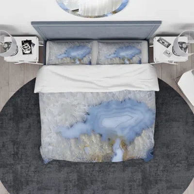 Design Art Designart Agate Stone Duvet Cover Set In Blue