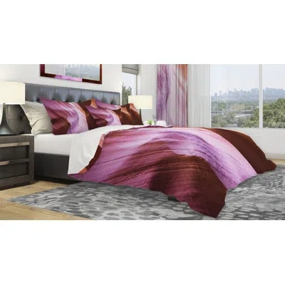 Design Art Designart Antelope Canyon Duvet Cover Set In Brown,purple