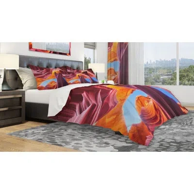 Design Art Designart Antelope Canyon Duvet Cover Set In Yellow,blue