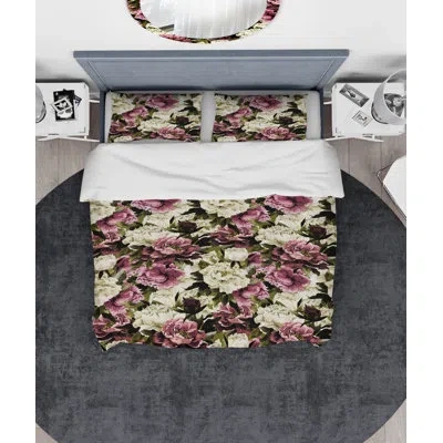 Design Art Designart Blossoming Peonies Duvet Cover Set In Pink,white