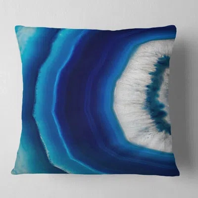 Design Art Designart 'blue Agate Crystal' Abstract Throw Pillow