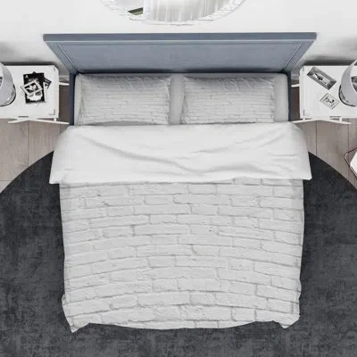 Design Art Designart Brick Wall Duvet Cover Set In Gray